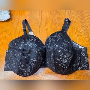 Cacique Boost Plunge Underwire Bra Size 42DD Black Lace Lane Bryant 4 Clasp